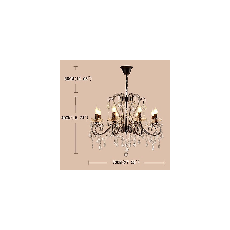 Lámpara de araña de cristal de 8 luces, moderna, contemporánea, tradicional, clásica, rústica, estilo cabaña, vintage, retro.