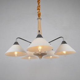 Lámpara de araña de bambú de madera galvanizada con acabado contemporáneo moderno