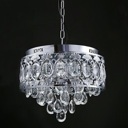 Elegante lámpara de araña moderna de cristal transparente con 4 luces