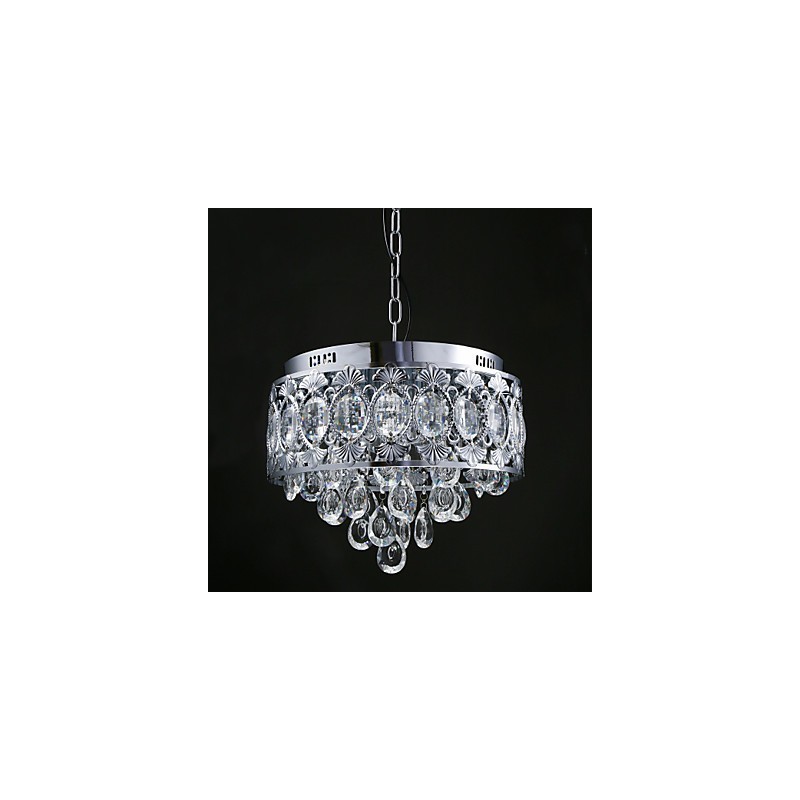 Elegante lámpara de araña moderna de cristal transparente con 4 luces