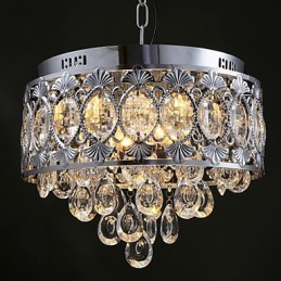 Elegante lámpara de araña moderna de cristal transparente con 4 luces