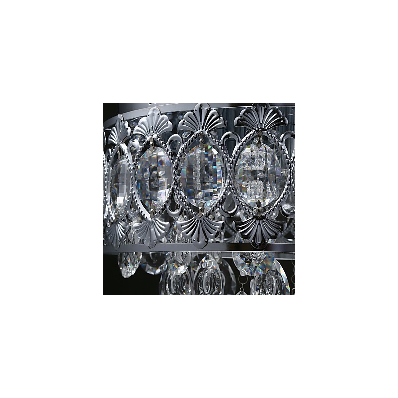 Elegante lámpara de araña moderna de cristal transparente con 4 luces