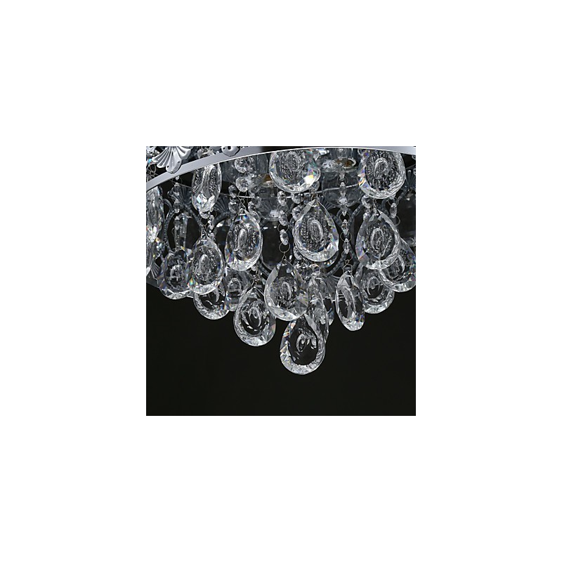 Elegante lámpara de araña moderna de cristal transparente con 4 luces