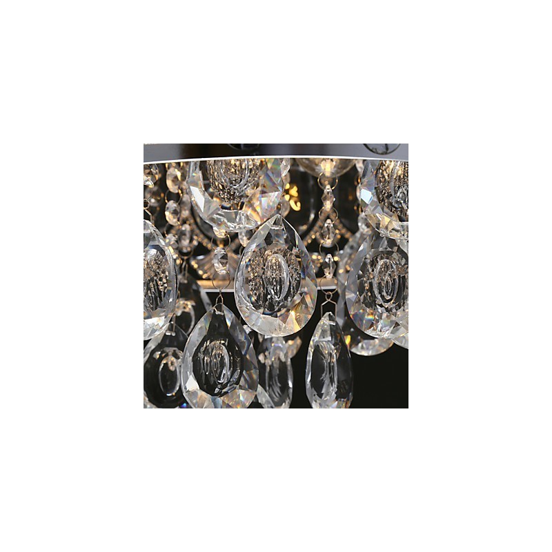 Elegante lámpara de araña moderna de cristal transparente con 4 luces