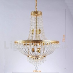 Lámpara de araña de cristal de estilo mini de metal con 9 bombillas, con acabado galvanizado clásico tradicional