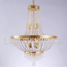 Lámpara de araña de cristal de estilo mini de metal con 9 bombillas, con acabado galvanizado clásico tradicional