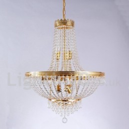 Lámpara de araña de cristal de estilo mini de metal con 9 bombillas, con acabado galvanizado clásico tradicional