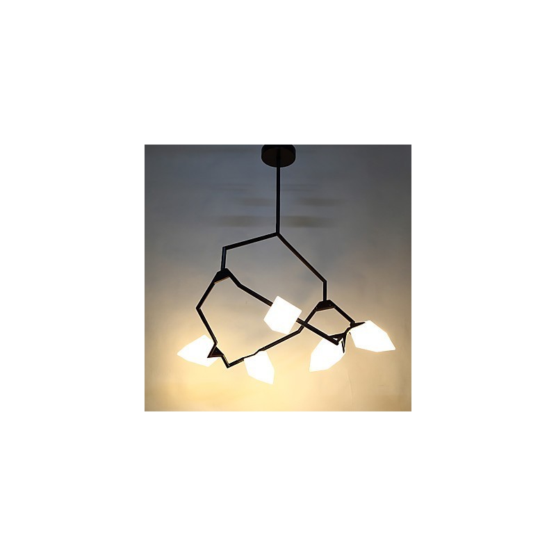 Lámpara colgante decorativa de cantina, de metal y cristal color melocotón, de cinco luces, estilo posmoderno