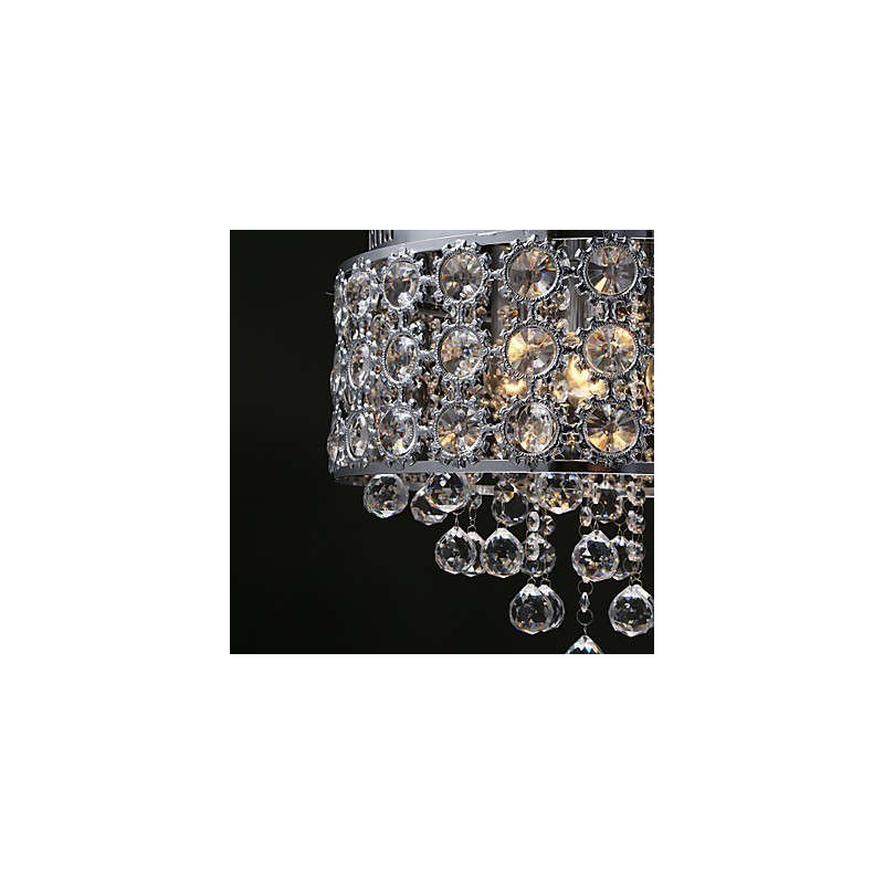 Lámpara de araña de cristal transparente K9 con 4 luces y diseño de girasol