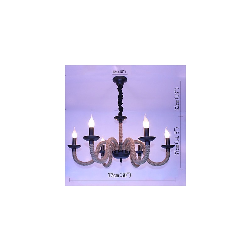 Lámparas de hierro vintage estilo loft industrial, estilo viento, para tiendas, candelabros de cuerda.
