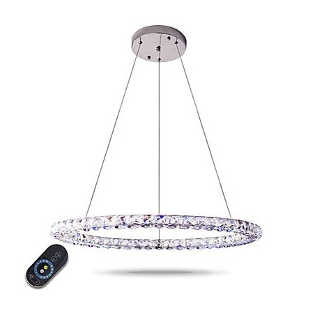 Lámpara colgante de cristal con forma de anillo moderna, lámpara de techo de cristal moderna, accesorios de lámpara de interior, regulable con control remoto Lámpara colgante de cristal con forma de anillo moderna, lámpara de techo de cristal moderna, accesorios de lámpara de interior, regulable con control remoto