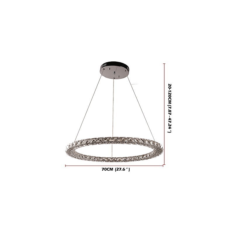 Lámpara colgante de cristal con forma de anillo moderna, lámpara de techo de cristal moderna, accesorios de lámpara de interior, regulable con control remoto