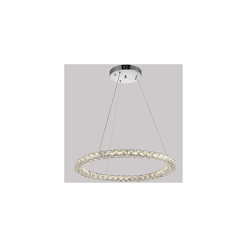 Lámpara colgante de cristal con forma de anillo moderna, lámpara de techo de cristal moderna, accesorios de lámpara de interior, regulable con control remoto