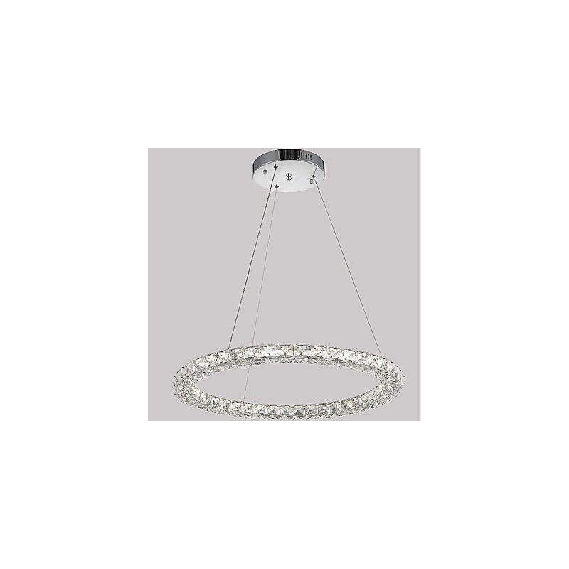 Lámpara colgante de cristal con forma de anillo moderna, lámpara de techo de cristal moderna, accesorios de lámpara de interior, regulable con control remoto