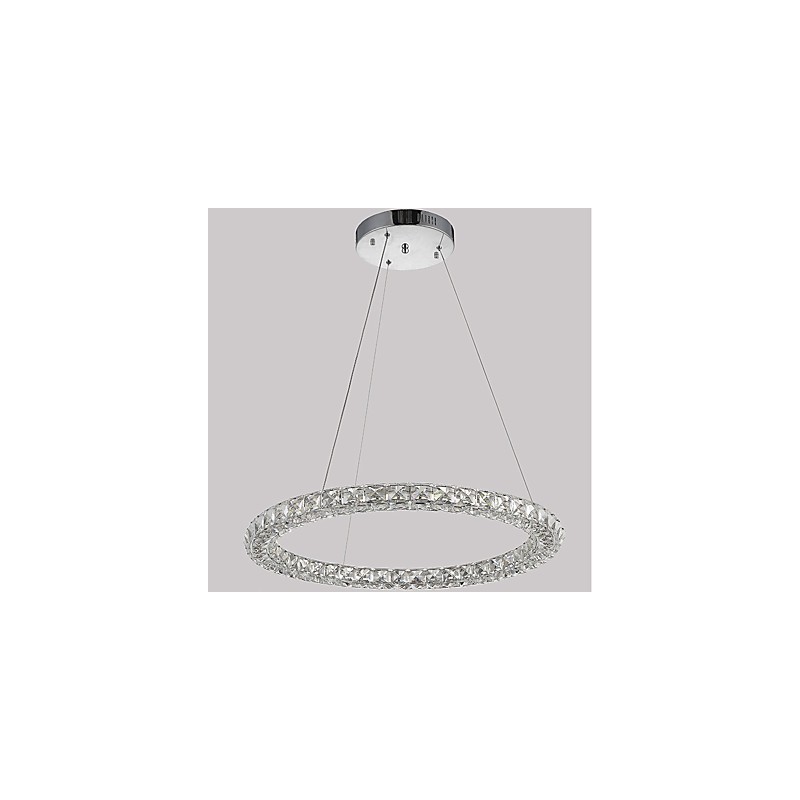 Lámpara colgante de cristal con forma de anillo moderna, lámpara de techo de cristal moderna, accesorios de lámpara de interior, regulable con control remoto