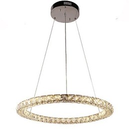 Lámpara colgante de cristal con forma de anillo moderna, lámpara de techo de cristal moderna, accesorios de lámpara de interior, regulable con control remoto