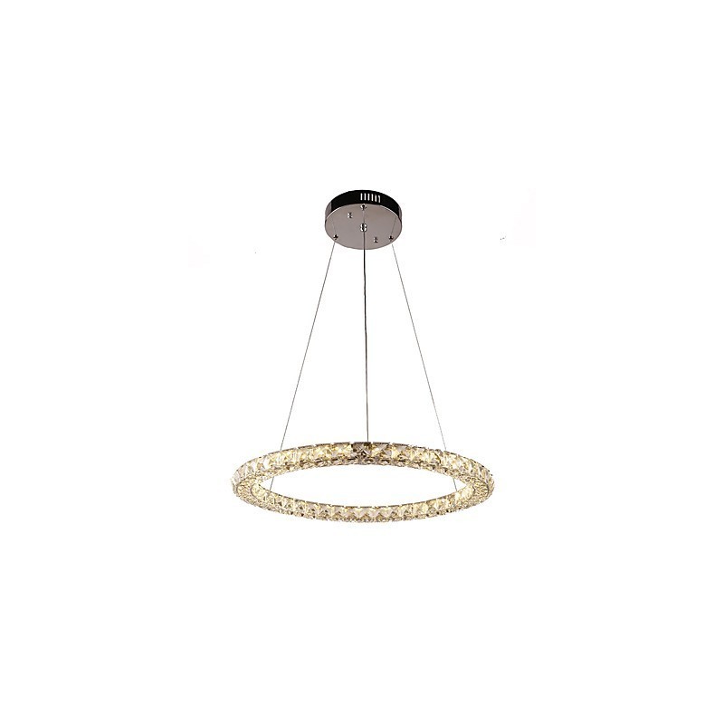 Lámpara colgante de cristal con forma de anillo moderna, lámpara de techo de cristal moderna, accesorios de lámpara de interior, regulable con control remoto