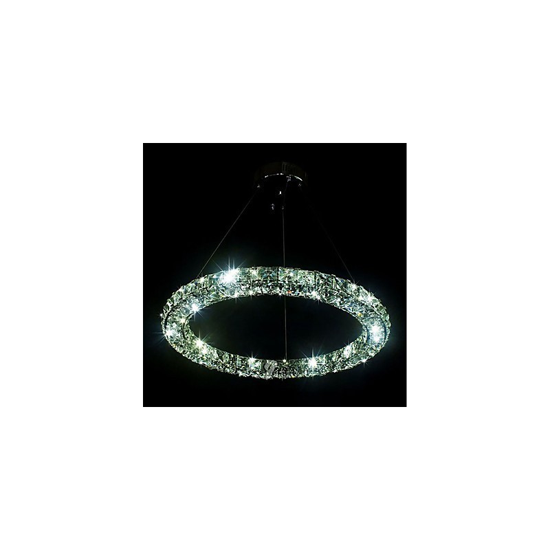 Lámpara colgante de cristal con forma de anillo moderna, lámpara de techo de cristal moderna, accesorios de lámpara de interior, regulable con control remoto