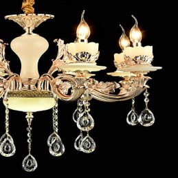 Lámpara de araña de metal estilo mini de cristal con 8 bombillas, con una aleación de zinc clásica tradicional.