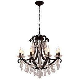 Lámpara de araña de cristal de 8 luces, moderna, contemporánea, tradicional, clásica, rústica, estilo cabaña, vintage, retro, con farol y tambor, estilo campestre.