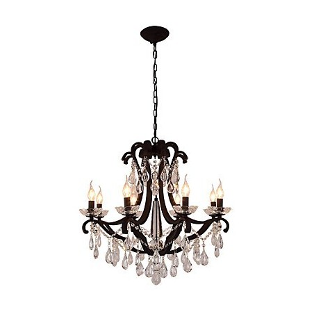 Lámpara de araña de cristal de 8 luces, moderna, contemporánea, tradicional, clásica, rústica, estilo cabaña, vintage, retro, con farol y tambor, estilo campestre.