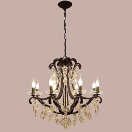 Lámpara de araña de cristal de 8 luces, moderna, contemporánea, tradicional, clásica, rústica, estilo cabaña, vintage, retro, con farol y tambor, estilo campestre.