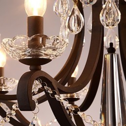 Lámpara de araña de cristal de 8 luces, moderna, contemporánea, tradicional, clásica, rústica, estilo cabaña, vintage, retro, con farol y tambor, estilo campestre.