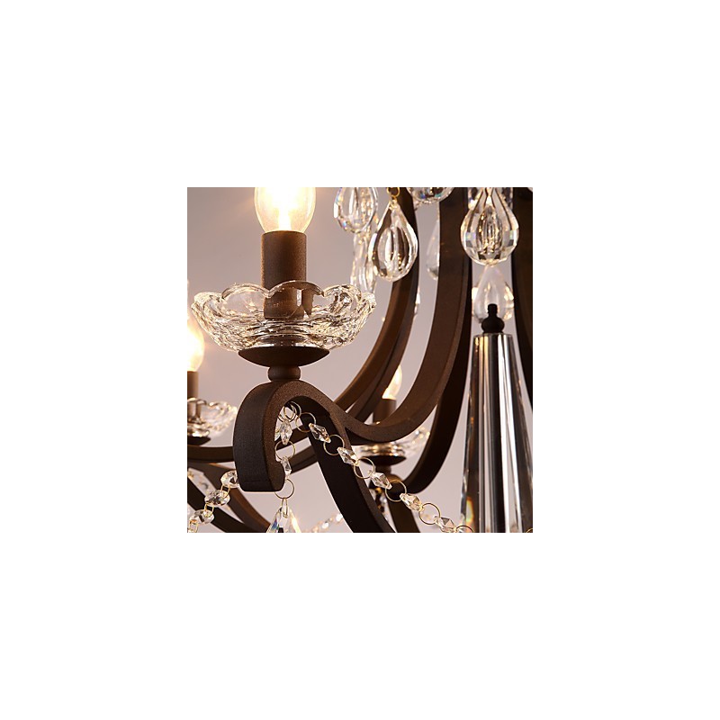 Lámpara de araña de cristal de 8 luces, moderna, contemporánea, tradicional, clásica, rústica, estilo cabaña, vintage, retro, con farol y tambor, estilo campestre.