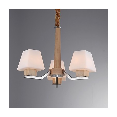 Lámpara de araña de bambú de madera con acabado galvanizado moderno y contemporáneo