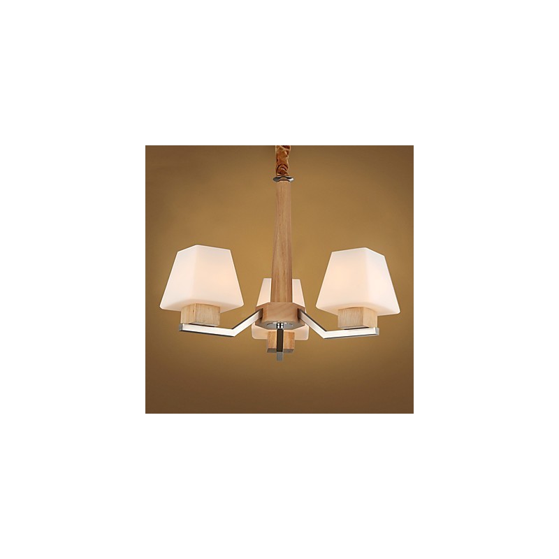 Lámpara de araña de bambú de madera con acabado galvanizado moderno y contemporáneo