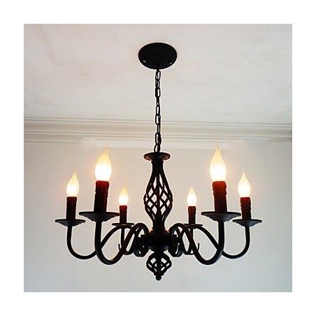 Lámpara de araña de metal con 6 focos para interiores, estilo vela, estilo chic y moderno. Lámpara de araña de metal con 6 focos para interiores, estilo vela, estilo chic y moderno.