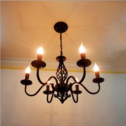 Lámpara de araña de metal con 6 focos para interiores, estilo vela, estilo chic y moderno.