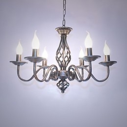 Lámpara de araña de metal con 6 focos para interiores, estilo vela, estilo chic y moderno.