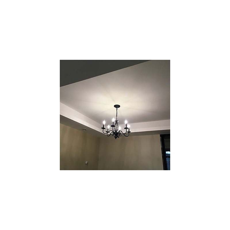 Lámpara de araña de metal con 6 focos para interiores, estilo vela, estilo chic y moderno.
