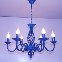 Lámpara de araña de metal con 6 focos para interiores, estilo vela, estilo chic y moderno.
