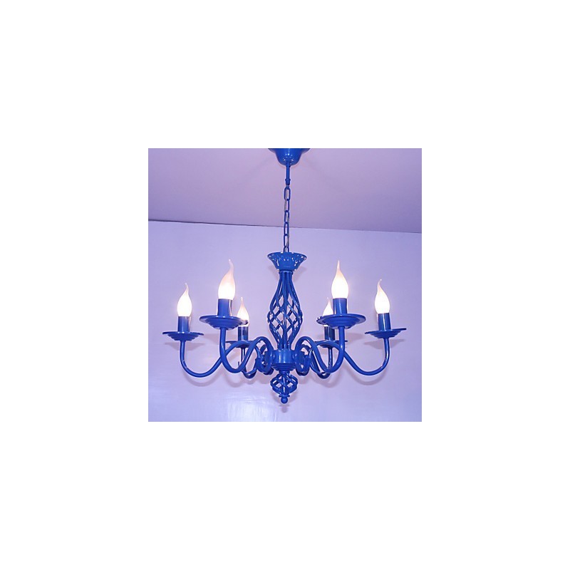 Lámpara de araña de metal con 6 focos para interiores, estilo vela, estilo chic y moderno.