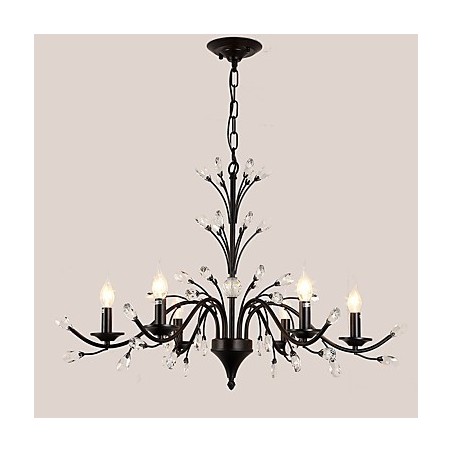 Lámpara de araña de cristal de 6 luces, moderna, contemporánea, tradicional, clásica, vintage, retro, estilo campestre, con pintura característica. Lámpara de araña de cristal de 6 luces, moderna, contemporánea, tradicional, clásica, vintage, retro, estilo campestre, con pintura característica.