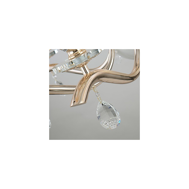 Lámpara de araña moderna contemporánea galvanizada con característica de metal de cristal