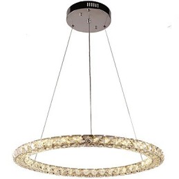 Lámpara colgante de cristal de anillo, moderna lámpara de techo de cristal, accesorios de lámpara de interior, regulable con control remoto
