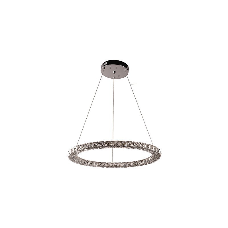 Lámpara colgante de cristal de anillo, moderna lámpara de techo de cristal, accesorios de lámpara de interior, regulable con control remoto
