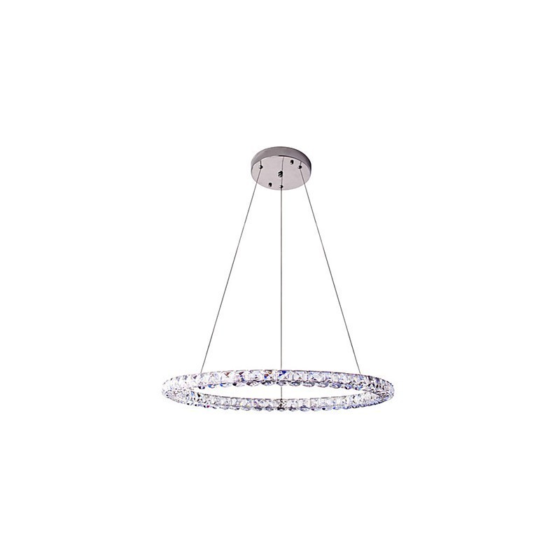 Lámpara colgante de cristal de anillo, moderna lámpara de techo de cristal, accesorios de lámpara de interior, regulable con control remoto