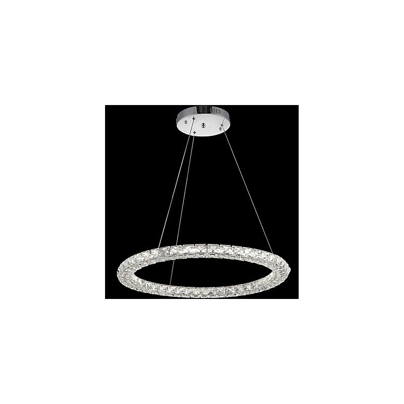 Lámpara colgante de cristal de anillo, moderna lámpara de techo de cristal, accesorios de lámpara de interior, regulable con control remoto