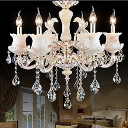 Lámpara colgante de cristal con forma de vela de aleación de zinc de estilo europeo