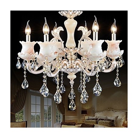 Lámpara colgante de cristal con forma de vela de aleación de zinc de estilo europeo Lámpara colgante de cristal con forma de vela de aleación de zinc de estilo europeo