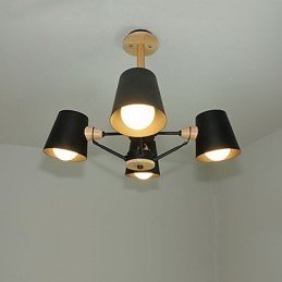 Lámpara de araña de metal con 4 luces, multicolor, de madera de macarrón y pintura vintage.