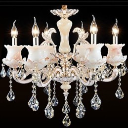Lámpara colgante de cristal con forma de vela de aleación de zinc de estilo europeo