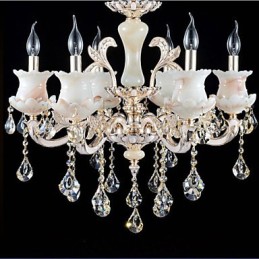 Lámpara colgante de cristal con forma de vela de aleación de zinc de estilo europeo