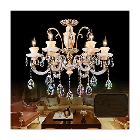 Lámpara colgante de cristal de jade de alta calidad europea, lámpara colgante de aleación de zinc con atmósfera, lámpara de cristal con forma de vela Lámpara colgante de cristal de jade de alta calidad europea, lámpara colgante de aleación de zinc con atmósfera, lámpara de cristal con forma de vela