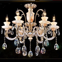Lámpara colgante de cristal de jade de alta calidad europea, lámpara colgante de aleación de zinc con atmósfera, lámpara de cristal con forma de vela