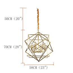 Lámpara de araña de metal con diseño de farol de latón